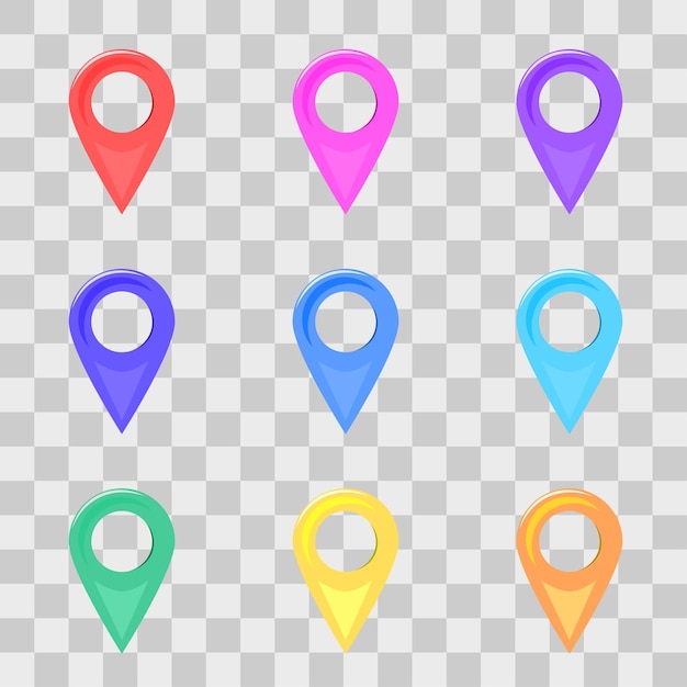 Set van kleurrijke kaartwijzerpictogrammen