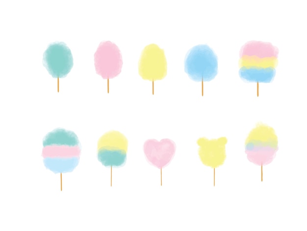 set van kleurrijke lollies suikerspin vectorillustratie