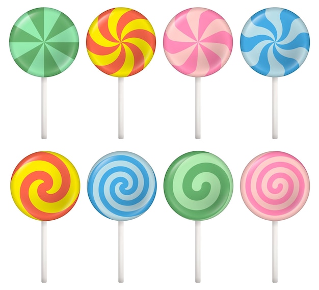 Set van kleurrijke lolly zoete snoepjes Vector illustratie