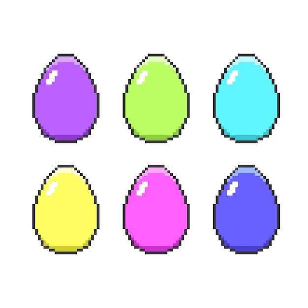 Set van kleurrijke paaseieren in pixel art ontwerp