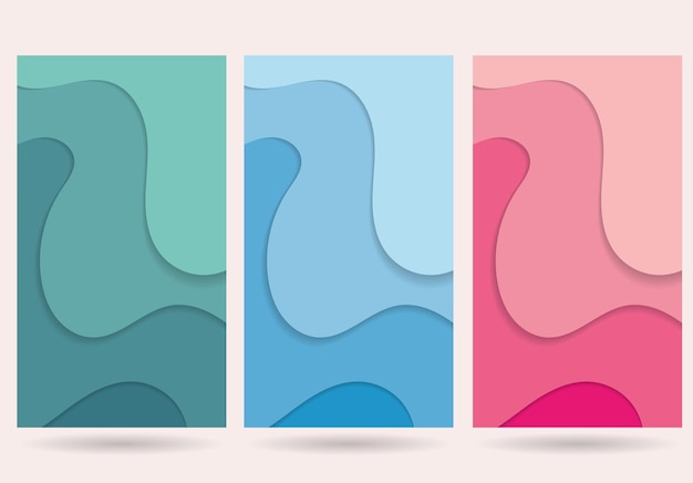 set van kleurrijke papercut-bannersjabloon