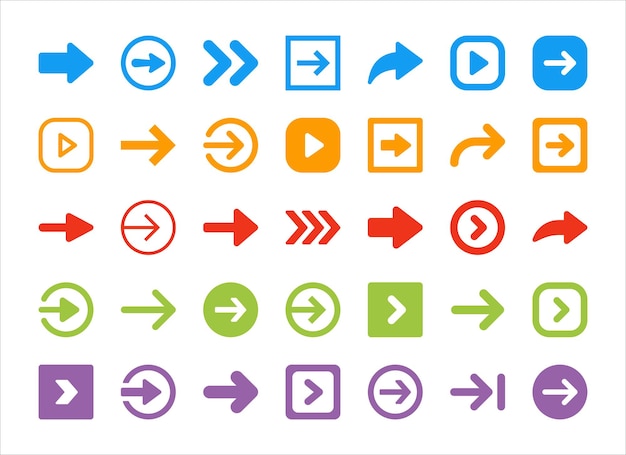 Set van kleurrijke pijl iconen in verschillende vormen en stijlen voor het ontwerp