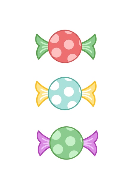 Set van kleurrijke ronde snoepjes Leuke snoepjes Cartoon geïsoleerde vector illustratie eps 10