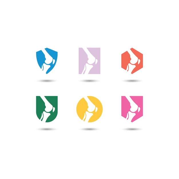 Set van kniegewricht logo op vormen logo vector pictogrammalplaatje