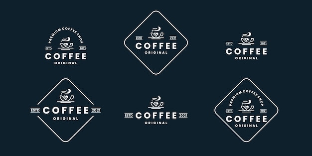 Set van koffie, coffeeshop, logo ontwerp café retro stijl