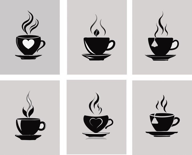 Vector set van kop koffie logo icoon