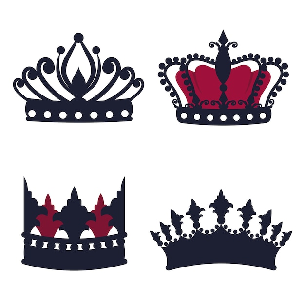 Set van kronen Verzameling van vintage koninklijke kronen iconen geïsoleerd op een witte achtergrond Sjabloon voor vip-kaart luxe design premium Vectorillustratie