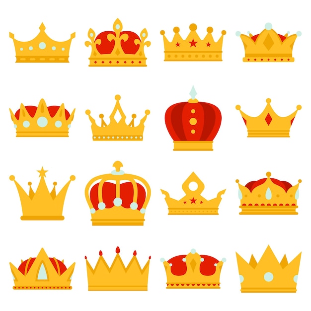 Set van kroon geïsoleerd op een witte achtergrond