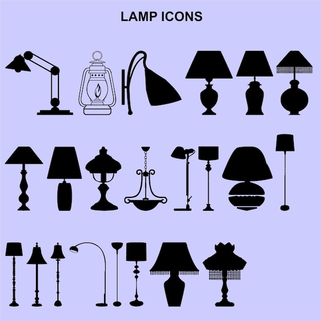 set van lamp iconen vector