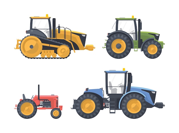 Set van landbouwmachines met apparatuur