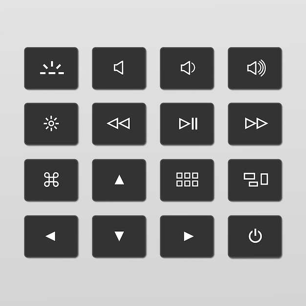 Vector set van laptop toetsenbord bedieningsknoppen iconen