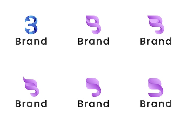 set van letter B 3d logo vector