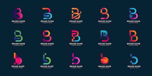 Set van letter B logo collectie met kleurverloop concept