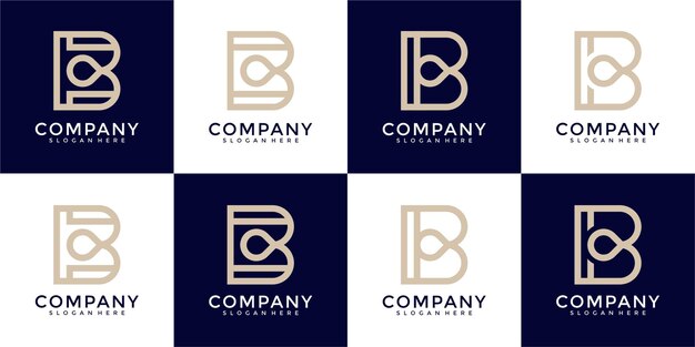 Set van letter b monogram logo ontwerpsjabloon