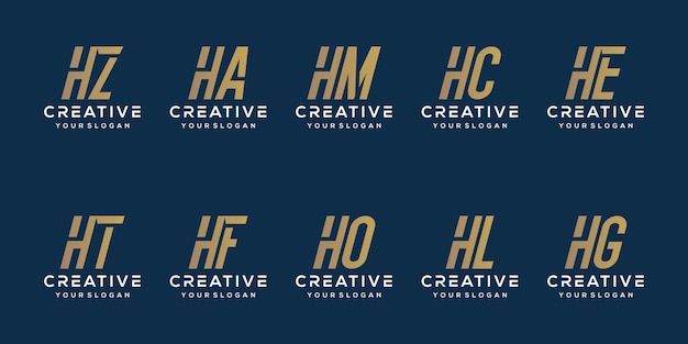 set van letter h logo-sjabloon