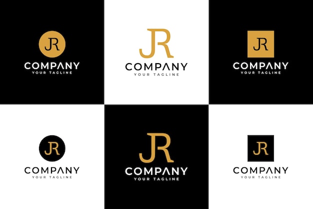 Set van letter jr logo creatief ontwerp voor alle toepassingen