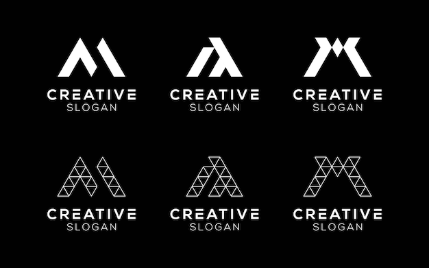 Set van Letter M logo ontwerp sjablonen Moderne geïsoleerde Letter M symbolen voor merken en technologie