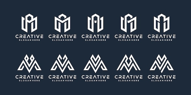 Vector set van letter m logo-ontwerp