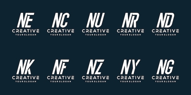 set van letter n logo-ontwerp