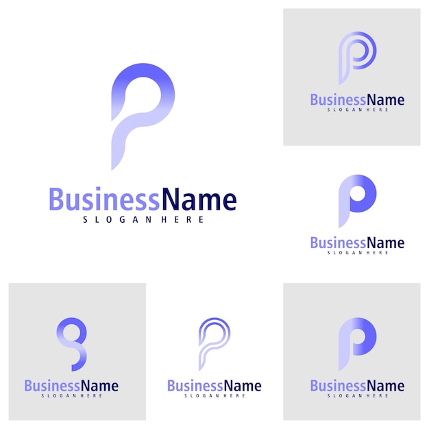 Set van Letter P logo ontwerp vector Creatieve Initial P logo concepten sjabloon