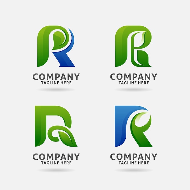 Set van letter R blad logo ontwerp