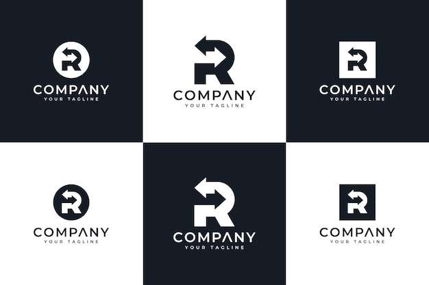 Set van letter r pijl logo creatief ontwerp voor alle toepassingen