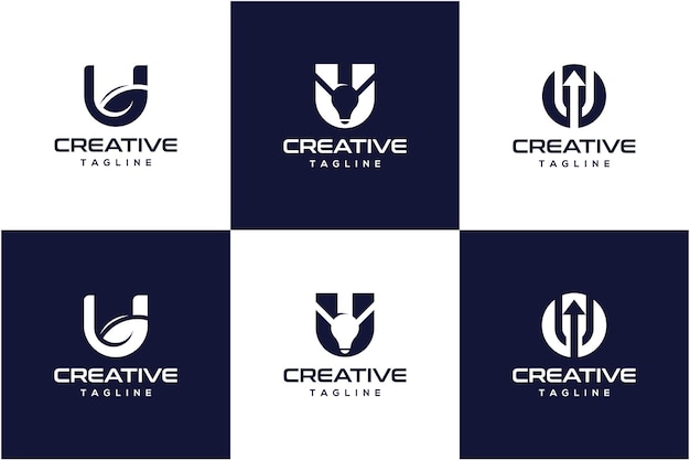 Set van letter U moderne logo ontwerp inspiratie