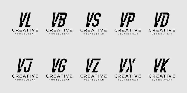 set van letter v logo-ontwerp