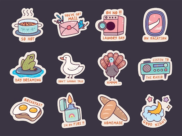 Vector set van leuke sticker doodle