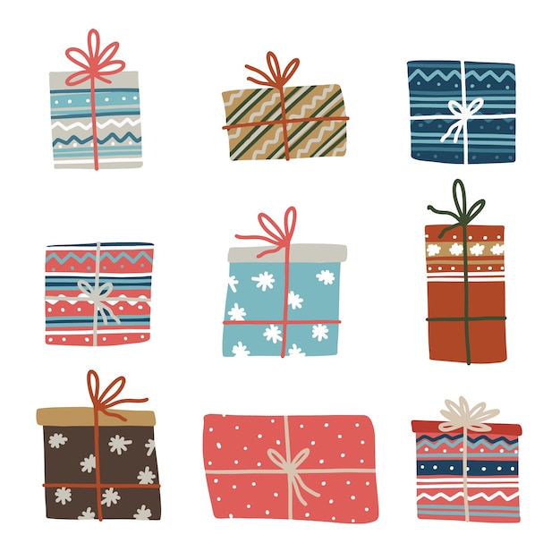 Set van leuke vector kerst geschenkdozen