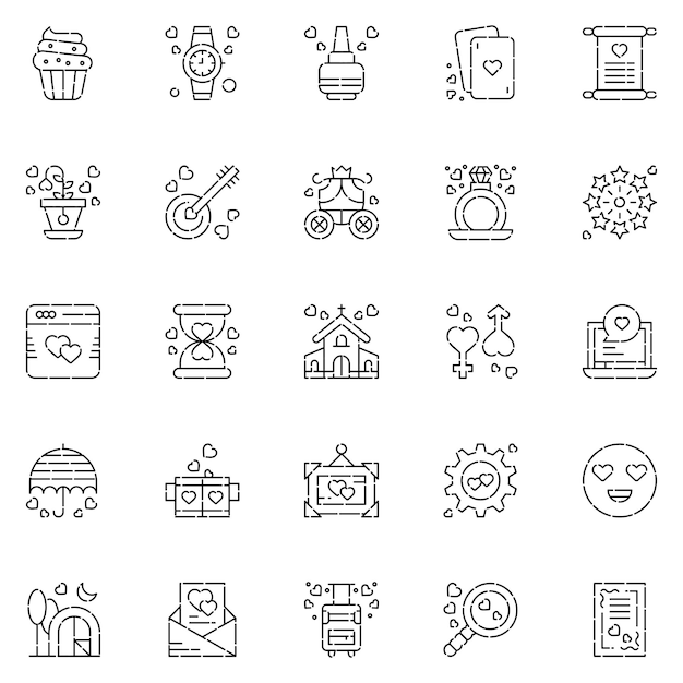 Set van liefde Icons Vector illustratie