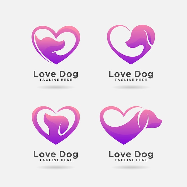 Vector set van liefdeshond logo-ontwerp