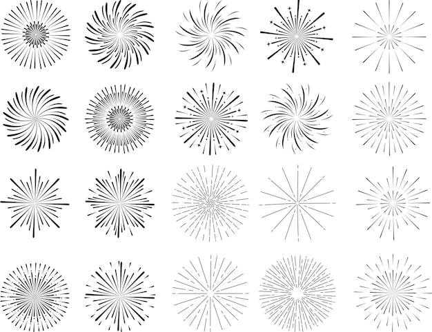 Vector set van lijn sunburst of explosie