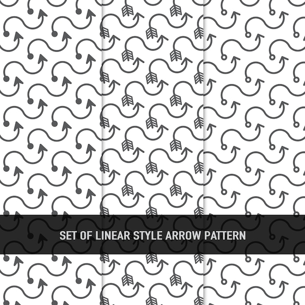 Set van lineaire stijl pijlpatroon, zwart-witte kleur