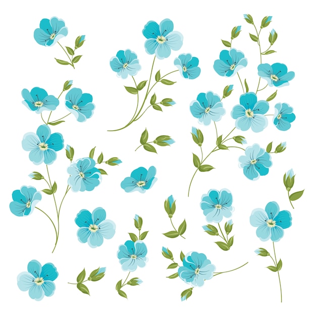 Vector set van linnen bloemen elementen