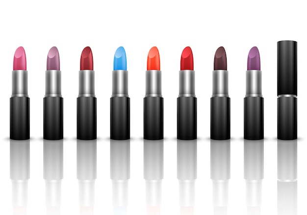 Set van lippenstiften in realistische stijl.