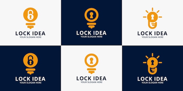 Set van lock bulb-logo-inspiratie