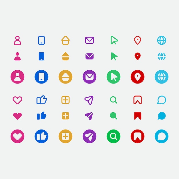 Set van logo's en pictogrammen van sociale media Vectorillustratie