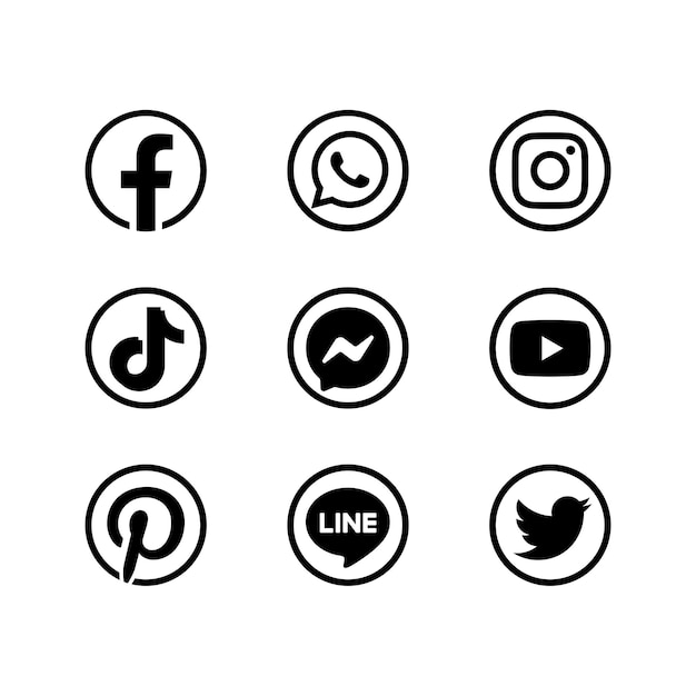 Set van logo's en pictogrammen voor sociale media