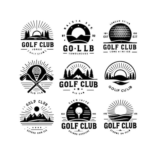 Set van logo's, etiketten en emblemen van golfclubs