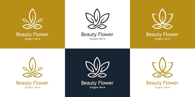 Set van lotus schoonheid bloem logo ontwerp.