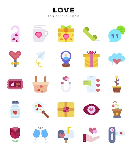 Set van Love Icons Eenvoudige lijn kunst stijl iconen pack