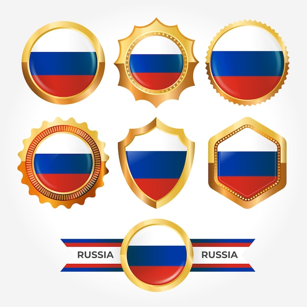 Vector set van luxe badges met de vlag van rusland