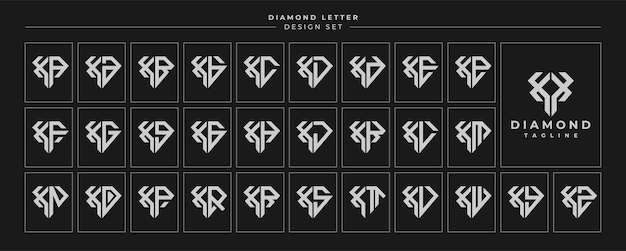 Set van luxe diamant kristal letter X XX logo ontwerp