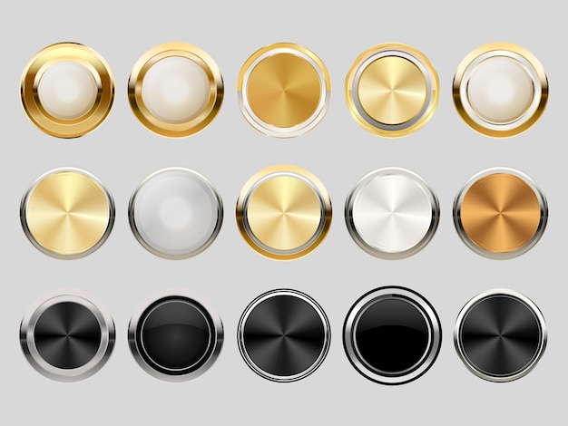 Vector set van luxe gouden zilveren badges en labels retro vintage cirkel badge ontwerp