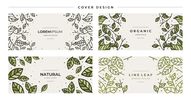 Vector set van luxe lijn natuurlijke plant deksel ontwerp