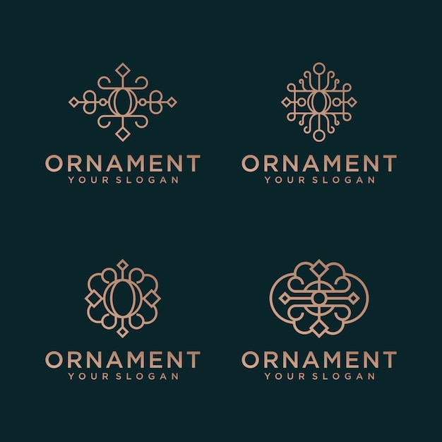 Set van luxe ornament Minimalistische elegante bloemen met lijnstijl. logo's kunnen worden gebruikt voor schoonheid, cosmetica, yoga en spa.