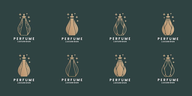 Set van luxe parfum cosmetisch logo-ontwerp