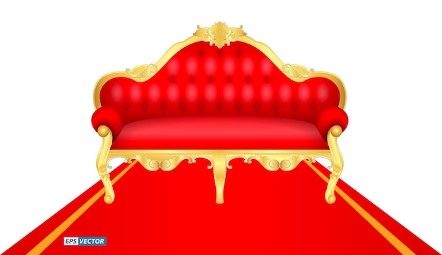 set van luxe troon stoel gouden gekleurd geïsoleerd.