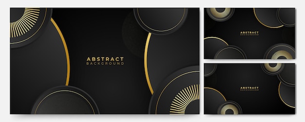 Set van luxe zwart goud abstracte 3D achtergrond Presentatie achtergrond Vectorillustratie